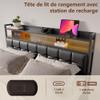 BPKADHY Storage Bed 140 x 200 cm with LED, USB & Type-C, Black PU view 4