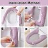 HADEEONG 2-Pack Plush Toilet Seat Covers, Warm Washable Cushions with Snap Buttons, Purple view 2