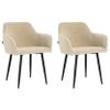 Mevsim Store Dining Chairs Set of 2, Beige Bouclé, Armrests and Metal Legs view 1