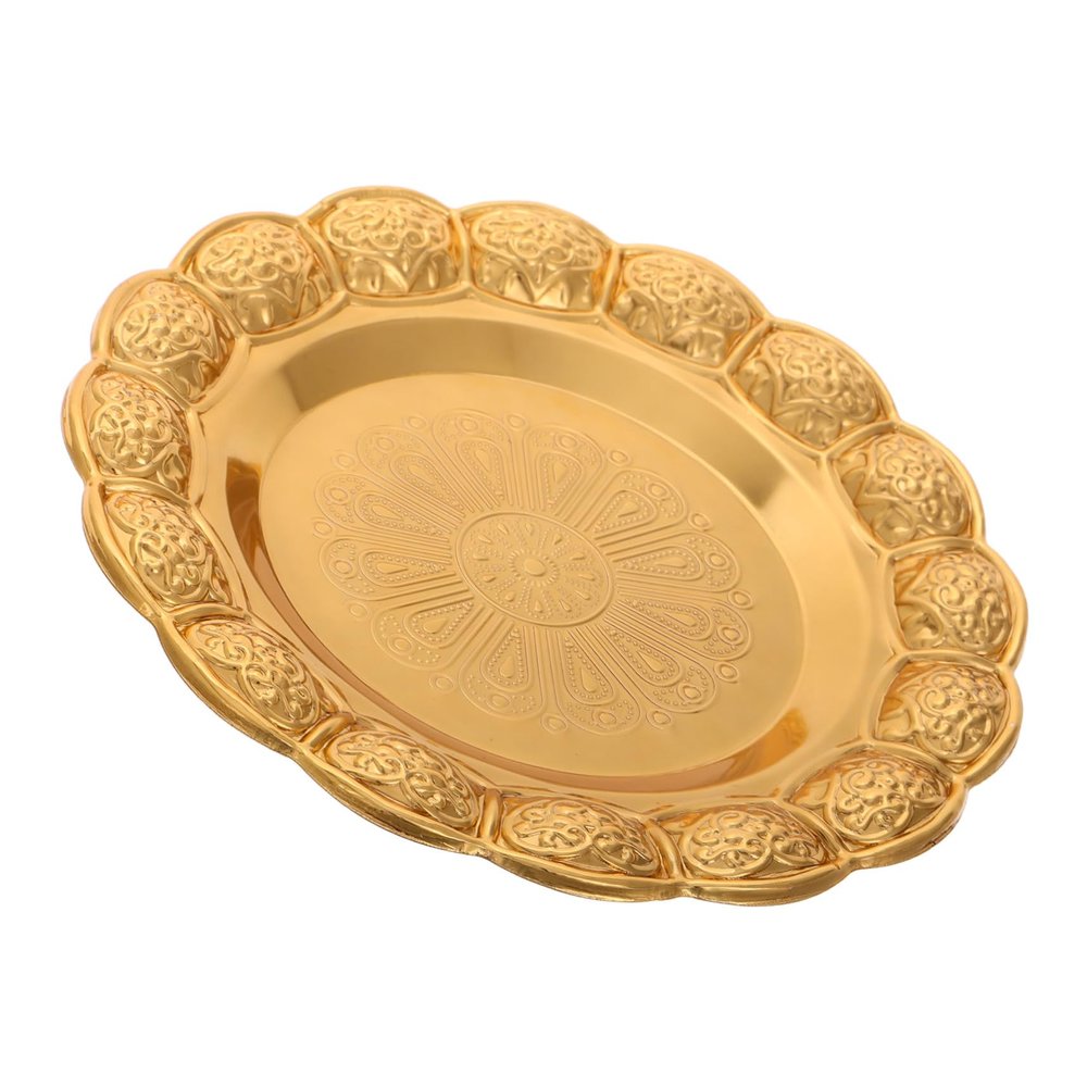 Alipis Round Gold Iron Tray for Jewelry and Small Items