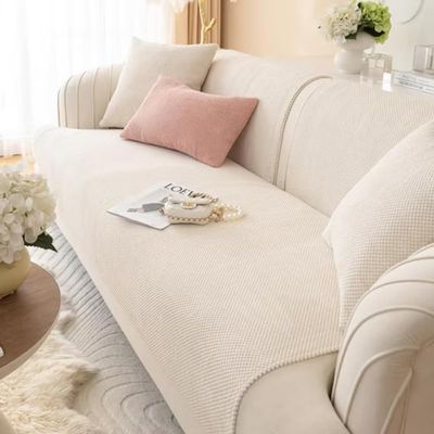 Generic Sofa Cover, Sofa Protector for 2-, 3-, 4-Seater and L-Shaped Sofas, Non-Slip Sofa Cover (White, 110 × 180 cm)