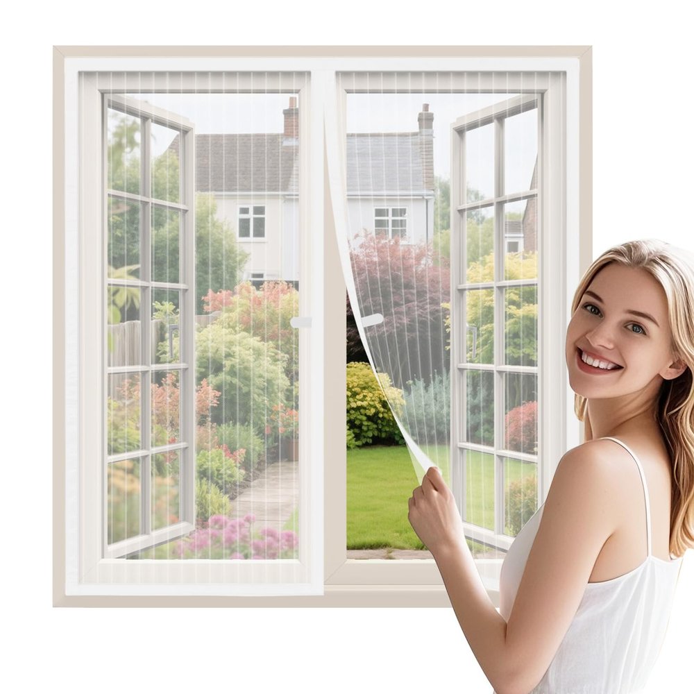 WENT Window Fly Screen Without Drilling, 60 x 120 cm, White