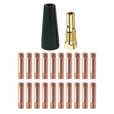 Okeeyseda 22-Piece Flux-Cored Nozzle Tip Set, Gasless, KP1939-1, Easy-Flux, 125 A, Welder 56355, 56359, 57861, 0.8 mm