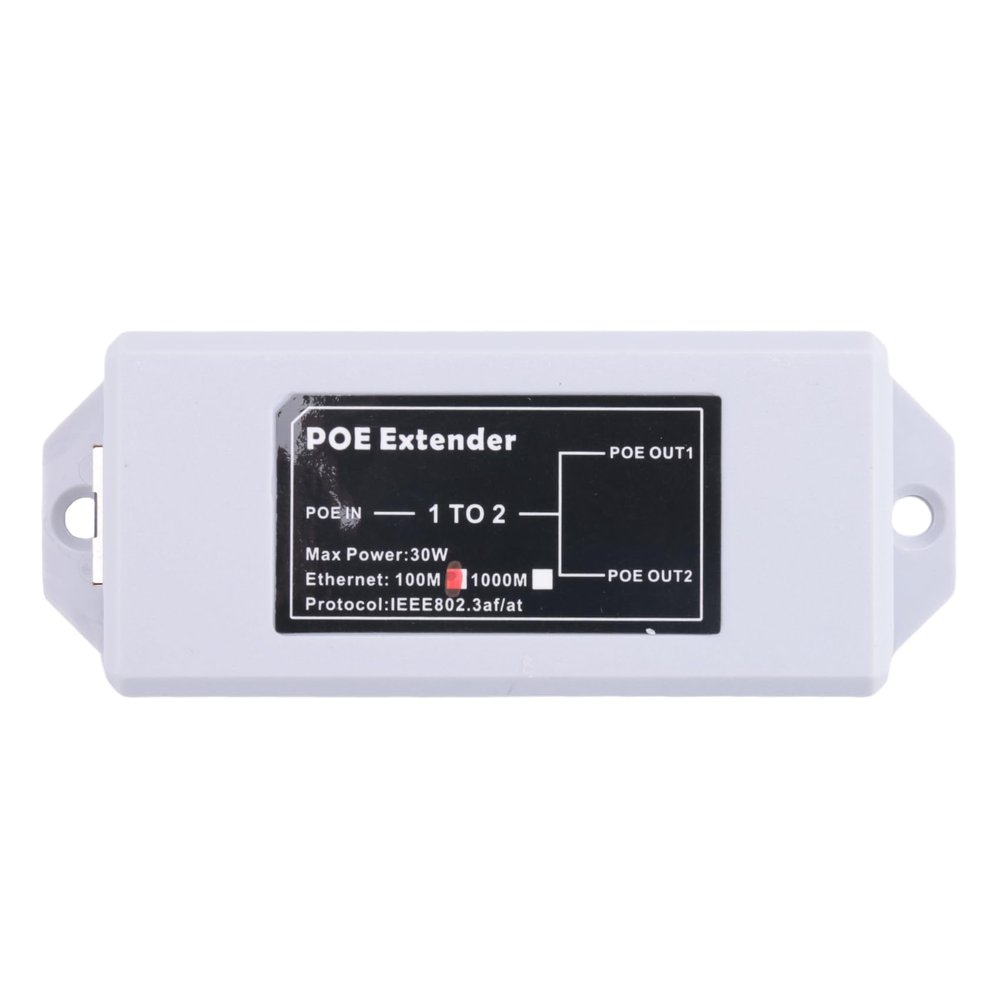 Okeeyseda 1-to-2-Port PoE Extender for NVR IP Cameras, Extends PoE Range by 100 m