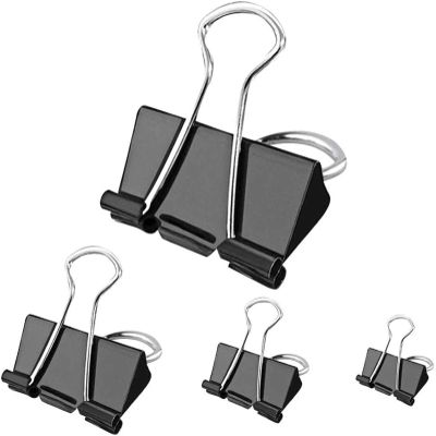 Bulldog Foldback Clips 51, 41, 30, 25, 19 mm, Black Metal Binder Grip Clips (19 mm, 5 pcs)