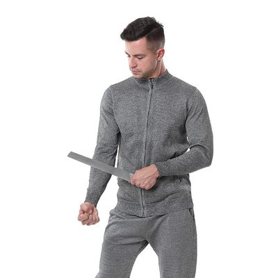GplHAIN Knitted Zipper Jacket, Abrasion-, Cut- and Puncture-Resistant Vest, Gray, L