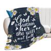 Daisy Butterfly Throw Blanket with Christian Psalm, Bible Verse, and Inspirational Prayer Design view 1