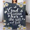 Daisy Butterfly Throw Blanket with Christian Psalm, Bible Verse, and Inspirational Prayer Design view 2