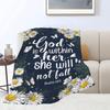 Daisy Butterfly Throw Blanket with Christian Psalm, Bible Verse, and Inspirational Prayer Design view 3