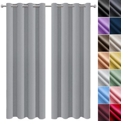 NINGBAI Blackout Curtains 220 x 270 cm, Light Gray