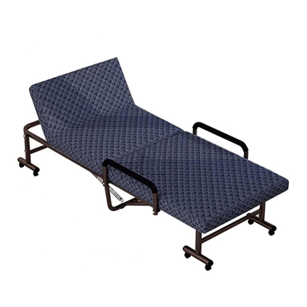 EYPKPL 6-Position Adjustable Folding Camping Cot with Mattress and Armrests, 300 kg Capacity