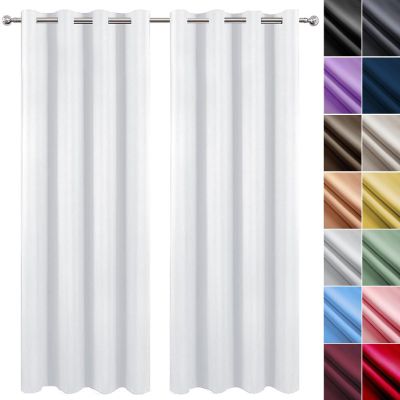 NINGBAI Thermal Blackout Curtains, 2-Piece Set, 270 x 140 cm, Solid White