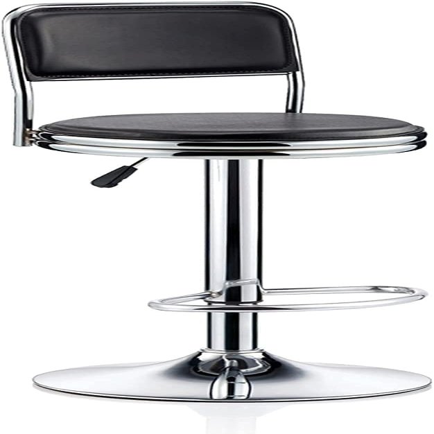 Generic Bar Stool Set, Adjustable Black PU Swivel Stool with Backrest