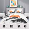 3-Piece Duvet Cover Set 150 x 200 cm, Gray Oriental Ink Painting Pattern view 3