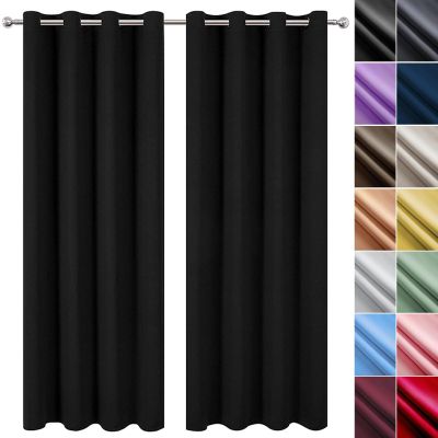 NINGBAI Blackout Curtains, 140 x 60 cm, Insulating, Black