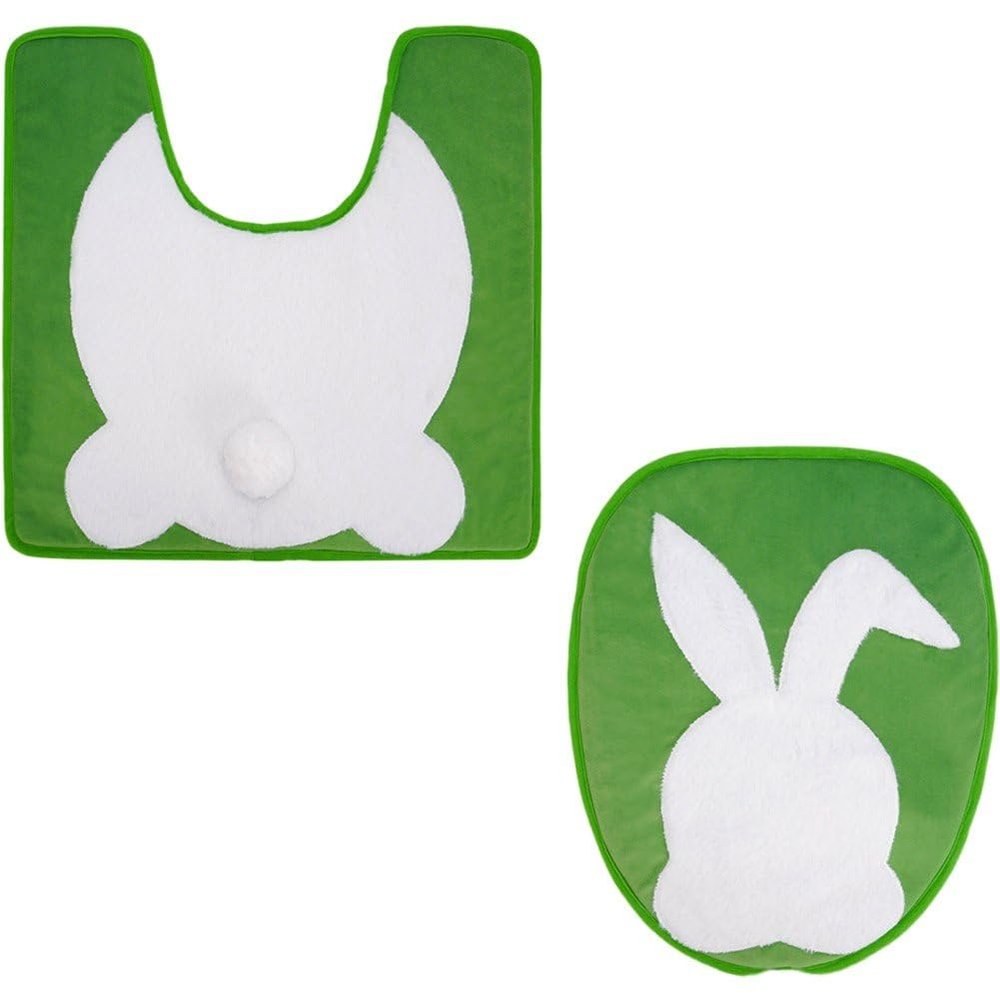 Vobumix 2-Piece Easter Cartoon Bathroom Mat Set