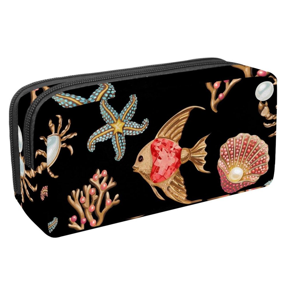 VAPOKF Pencil Case with Turtle, Crab, Coral and Starfish Design, 6 x 21 x 10 cm