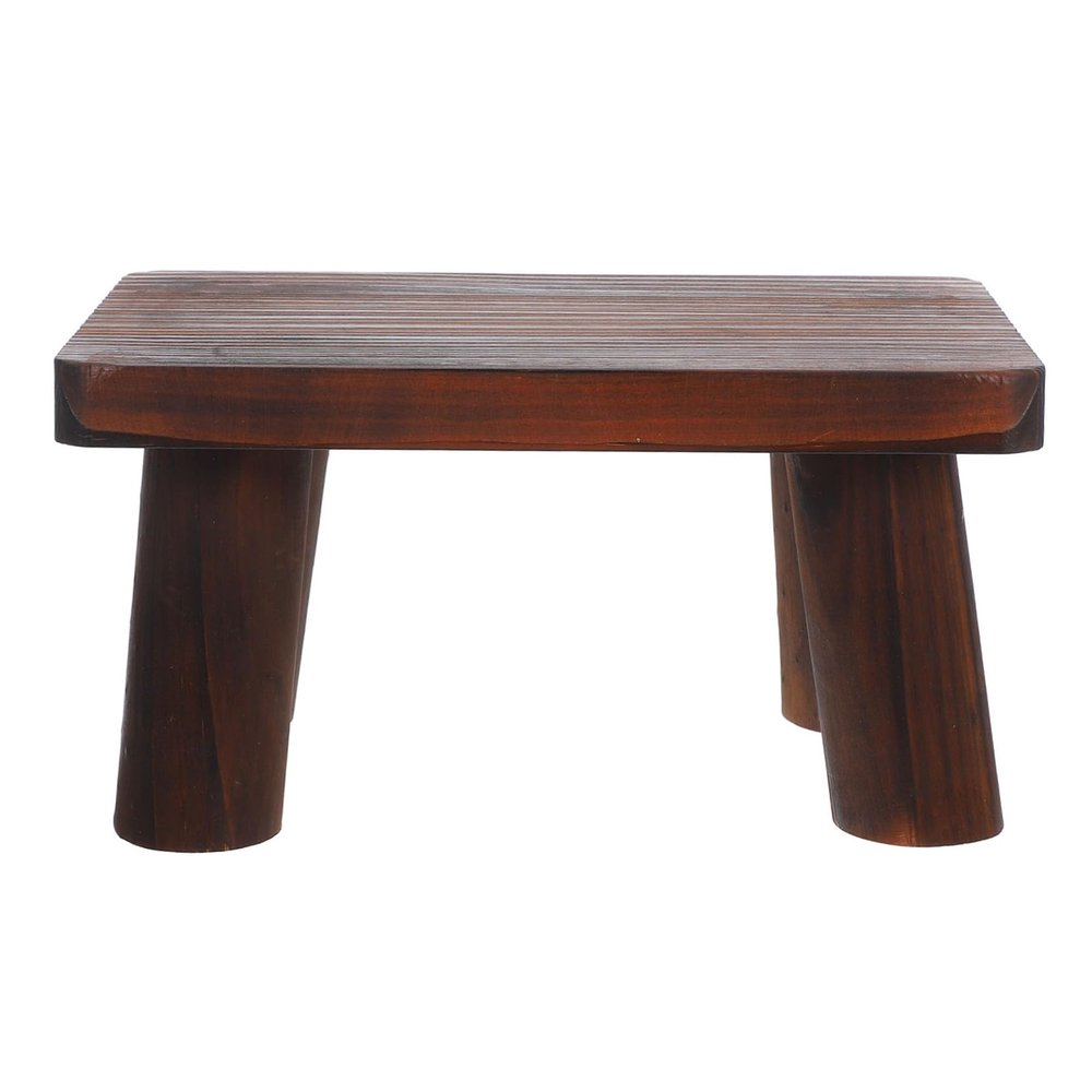 Adjustable Pine Wood Step Stool for Seniors, Foldable Indoor Footstool