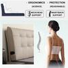 Upholstered Faux Leather Headboard Pillow, Button-Tufted, Lumbar Support, Full Backrest, Khaki, 180.3 cm Straps, California King view 3