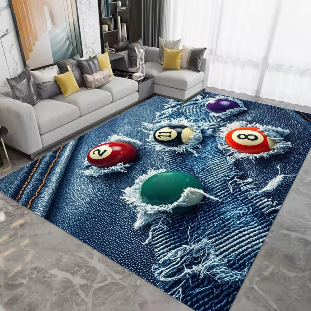 Football Rug, Kids' Room Cartoon Hole-in-the-Wall Football 3D Graffiti Area Rug, Teen Boys' Room Decor, Boys' Room Rug, Gaming Room Rug, 140 x 200 cm, Color 4