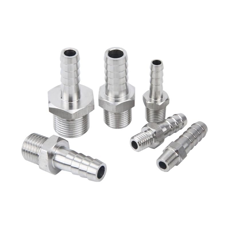 4 mm 6 mm 8 mm 10 mm 12 mm 14 mm 16 mm Hose Barb, Metric Male Thread, 304 Stainless Steel, High-Pressure Pipe Fitting Adapter Coupling (8 mm, M12 x 1)