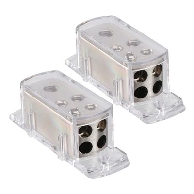 Artibetter 4-Way Power Distribution Blocks, Silver, 2-Pack