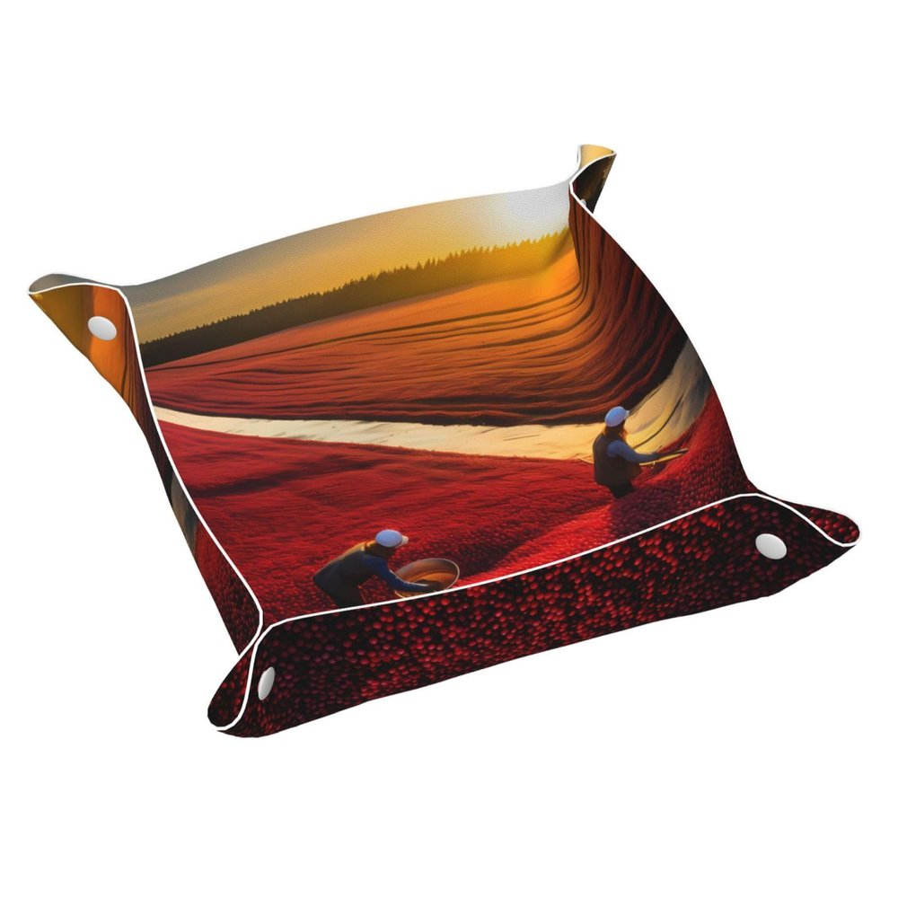 WZYWHJ Leather Catchall Tray for Nightstand, Desk, Vanity, and More, Easy to Clean, Small Lycopene Print