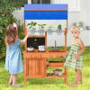 COSTWAY Outdoor Mud Kitchen for Kids with Canopy, Chalkboard, Planters and Gardening Tools view 2
