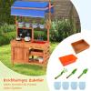 COSTWAY Outdoor Mud Kitchen for Kids with Canopy, Chalkboard, Planters and Gardening Tools view 4