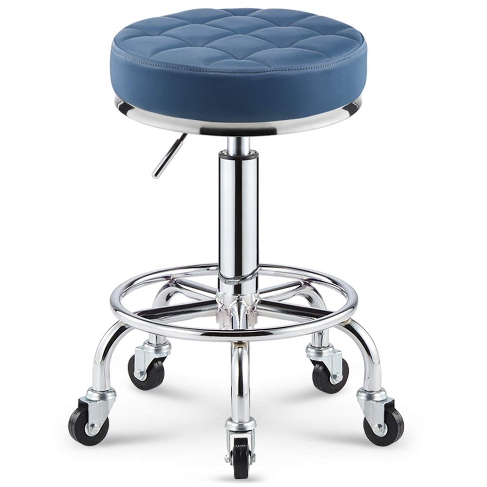 Barber Shop SPA Salon Beauty Stool with Adjustable Casters, 45 x 45 x 40–60 cm, Color: C