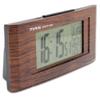 FISHTEC Radio-Controlled Alarm Clock with Mirror Effect, Wood Look, Digital Display view 1