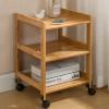 Wooden Tea Cart with 3-Tier Storage and 360° Casters view 1