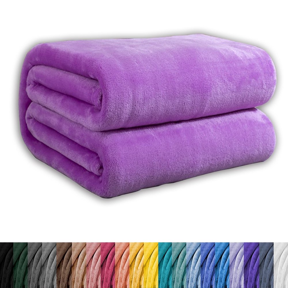 GAIFNAG Cozy Soft Flannel Blanket 180 x 350 cm, Purple