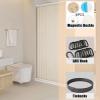 Icegrey Foldable Magnetic Waterproof Shower Curtain with Hooks, Beige, 120 x 180 cm view 4