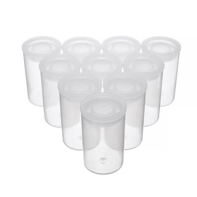 Swiixxer 100-Pack Empty Plastic Film Canisters for Camera Rolls, Storage Containers for Spare Parts, Accessories, Craft Beads, Coins, Pills, Transparent