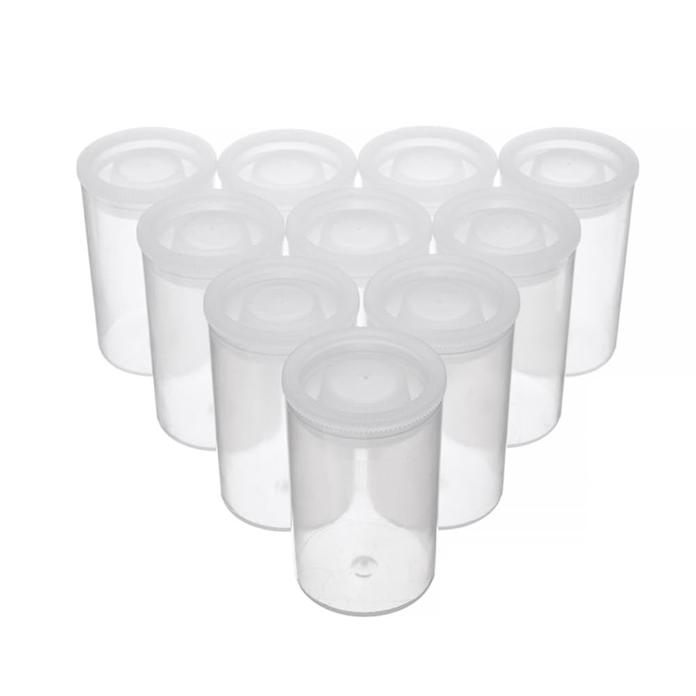 Swiixxer 100-Pack Empty Plastic Film Canisters for Camera Rolls, Storage Containers for Spare Parts, Accessories, Craft Beads, Coins, Pills, Transparent