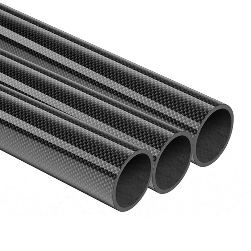 VAYEODEYU Carbon Fiber Tubes, 2-Pack, 9 x 7 x 500 mm, Glossy 3K Woven Carbon Round Tubes