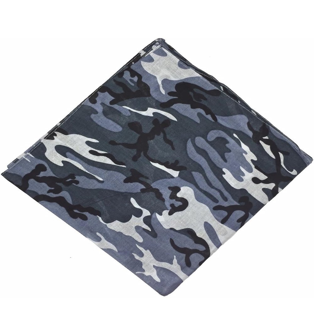 stylx Cotton Bandana Scarf, Headscarf and Face Covering, Black/Gray Camouflage
