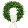 20-Inch Boxwood Wreath with Ivory Sash for Front Door view 1