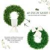 20-Inch Boxwood Wreath with Ivory Sash for Front Door view 4