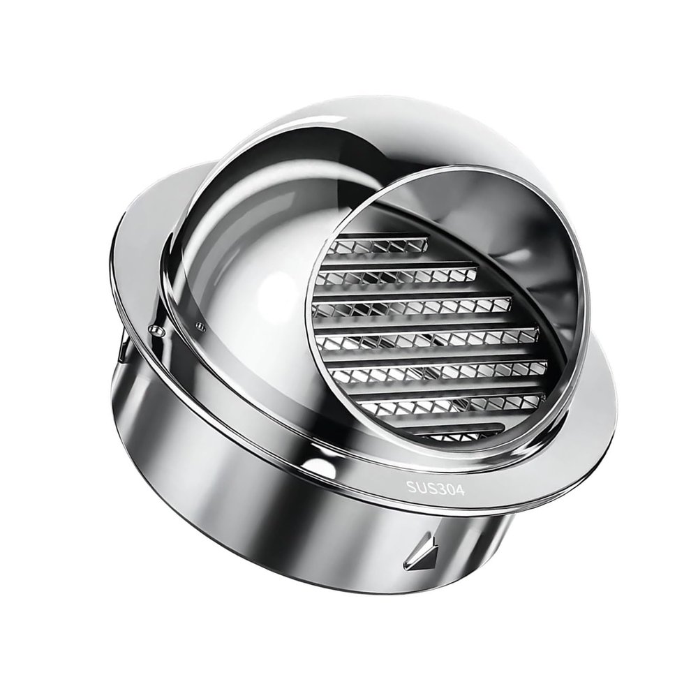 XUCAJING Round Exterior Wall Exhaust Vent Cap, 304 Stainless Steel with Mesh
