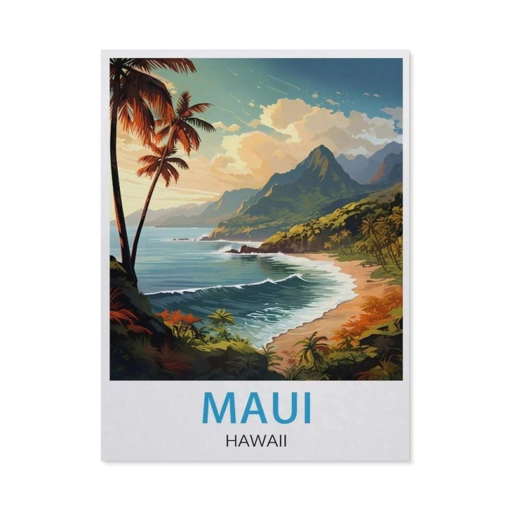 Paper Puzzle, 1,000 Pieces, Maui Hawaii Vintage Travel Poster, 50 x 70 cm, AP27