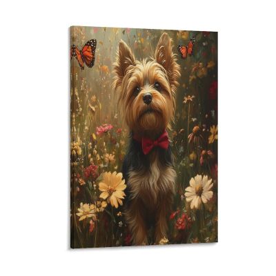 Yorkshire Terrier Framed Canvas Wall Art, Modern Print, 12 x 18 in (30 x 45 cm)
