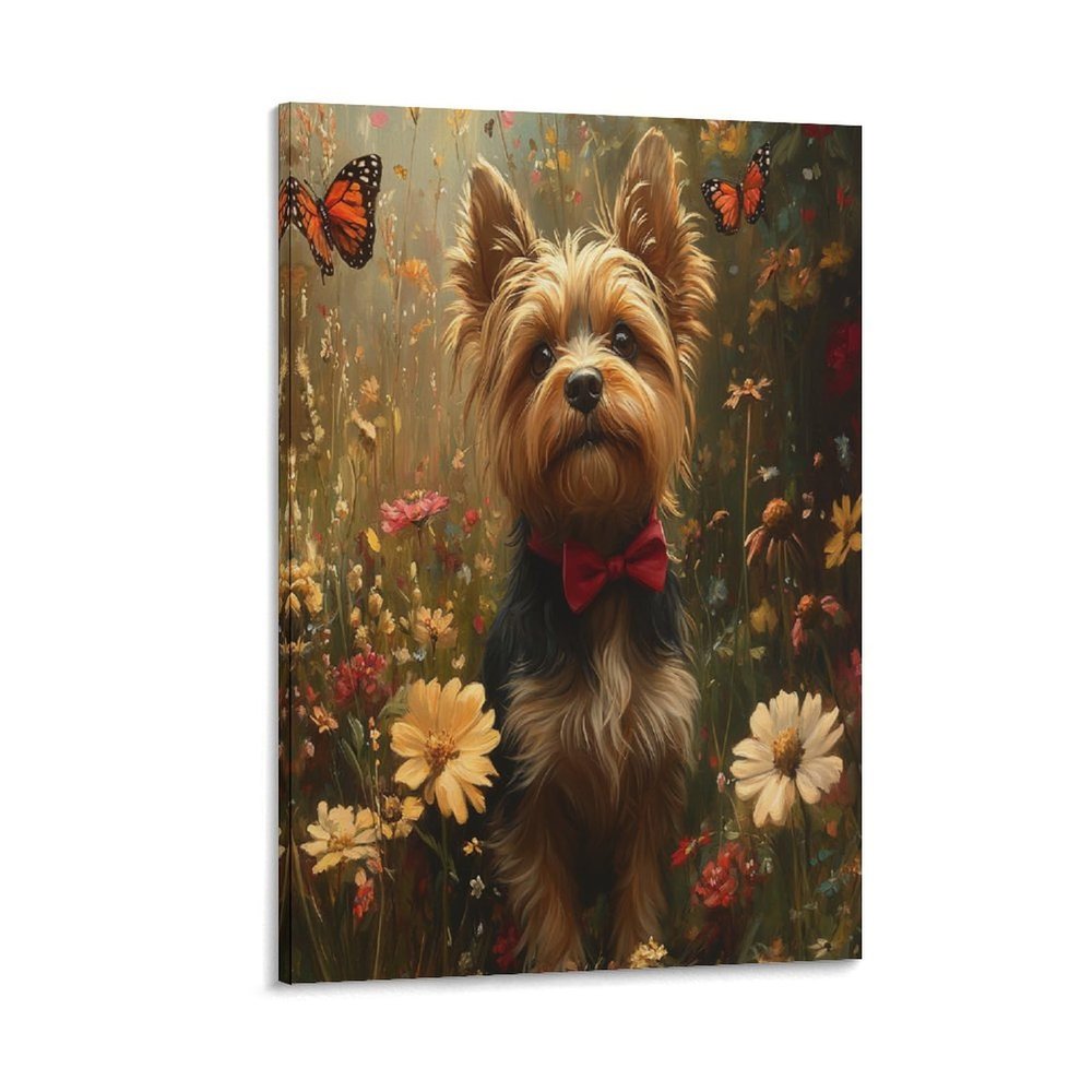 Yorkshire Terrier Framed Canvas Wall Art, Modern Print, 12 x 18 in (30 x 45 cm)