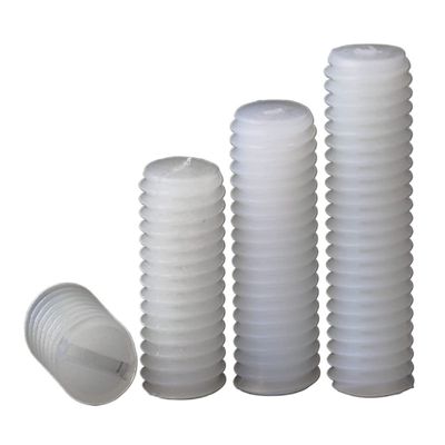 BCOMFY 10-Pack M6 Metric Thread White Nylon PA66 Slotted Flat-Point Headless Set Screws, 16 mm