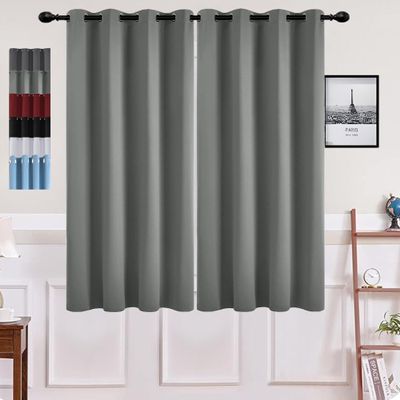 GOUSUN Blackout Curtain Panel, 1-Piece, 70 x 125 cm, Thermal Insulated, Light Gray