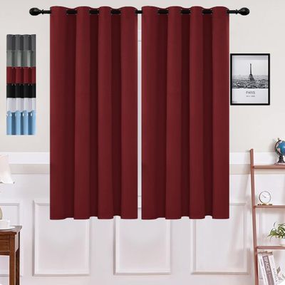 GOUSUN Blackout Curtain 180 x 140 cm, Double-Layer Thermal Curtain, Opaque, Cold-Protection, Warm for Bedroom, Red