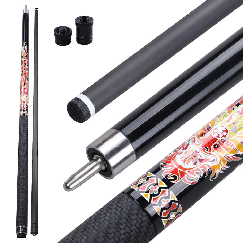 CROWN ME Carbon Fiber Pool Cue, 12.5 mm Tip, Soft Grip