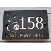 Personalized House Number Sign with Dog Design, Laser-Cut Acrylic view 1