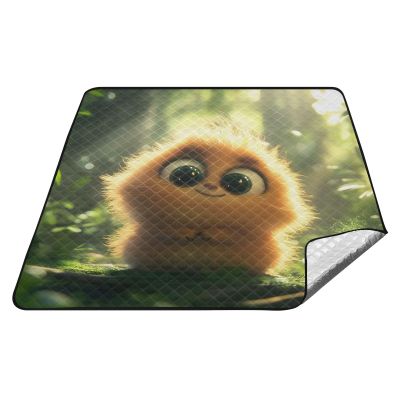 Joitme Cute Little Monster Green Outdoor Picnic Blanket